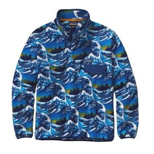 Patagonia Synchilla Snap-T Fitzroy Hokusai Blue Wave Fleece Pullover Sz XS RARE